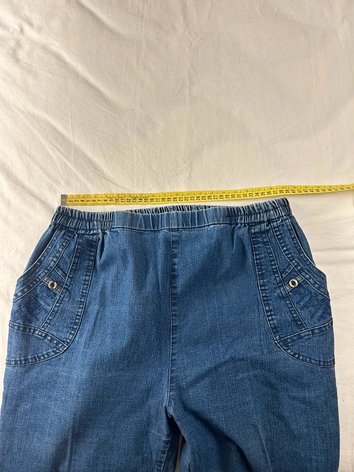 Jeans curtos azuis estilo vintage retrô tamanho 40 – photo 7